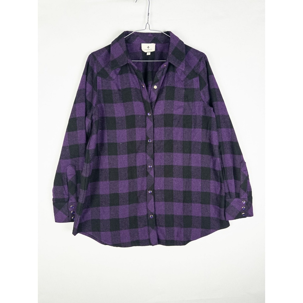 Tuckernuck Chandler Check Buffalo Plaid Flannel Shirt Womens S Purple Black